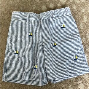 Striped Shorts with Sailboat Embroidery
